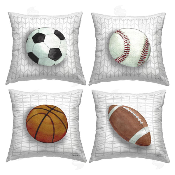 Stupell Industries Sharon Kuplack | Sports Balls On Geometric Printed Throw Pillow Set