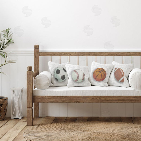 Stupell Industries Sharon Kuplack | Sports Balls On Geometric Printed Throw Pillow Set