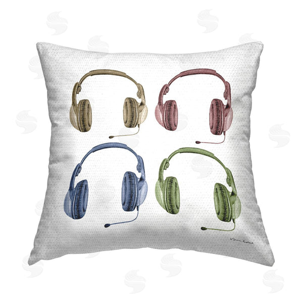 Stupell Industries Sharon Kuplack | Varied Gamer Headsets Printed Throw Pillow