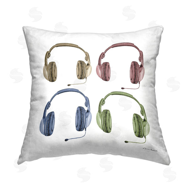 stupell industries Sharon Kuplack | Varied Gamer Headsets Printed Throw Pillow