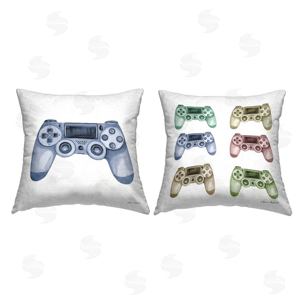 Stupell Industries Sharon Kuplack | Various Gamer Controllers Printed Throw Pillow Set