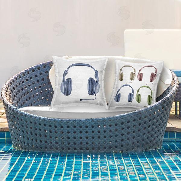 Stupell Industries Sharon Kuplack | Various Gamer Headsets Printed Throw Pillow Set