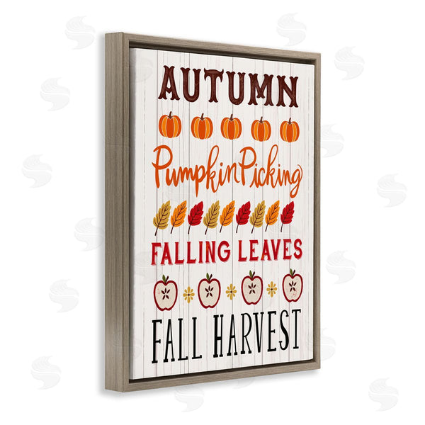 Stupell Industries Sharon Lee | Autumn Activities List Rustic Pumpkins Apples Leaves Wall Art