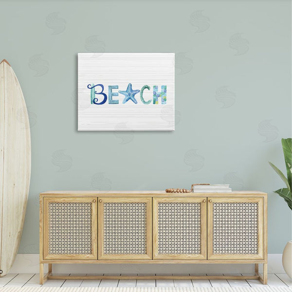 Stupell Industries Sharon Lee | Beach Letters Typography Sea Life Pebbles Rope Wall Art