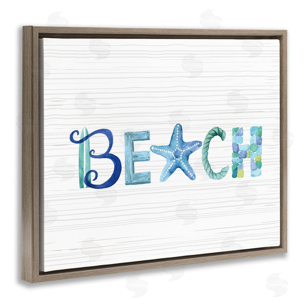 Stupell Industries Sharon Lee | Beach Letters Typography Sea Life Pebbles Rope Wall Art