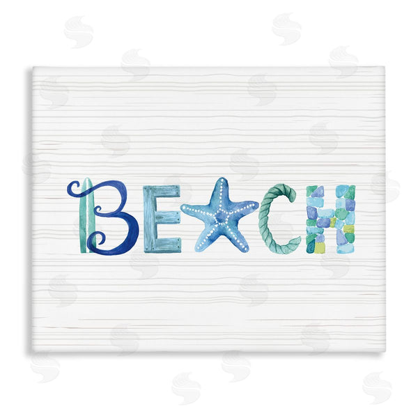 stupell industries Sharon Lee | Beach Letters Typography Sea Life Pebbles Rope Wall Art