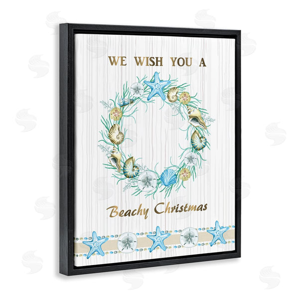 Stupell Industries Sharon Lee | Beachy Christmas Sea Life Seashell Wreath Pattern Wall Art