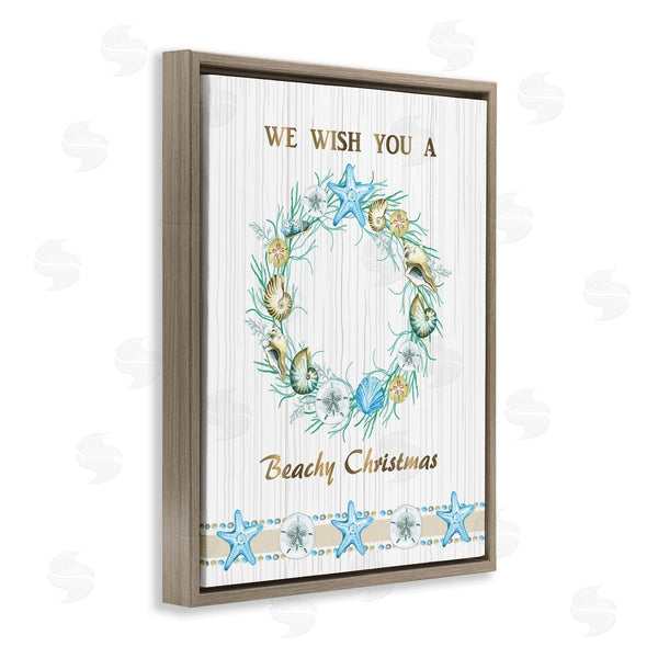 Stupell Industries Sharon Lee | Beachy Christmas Sea Life Seashell Wreath Pattern Wall Art
