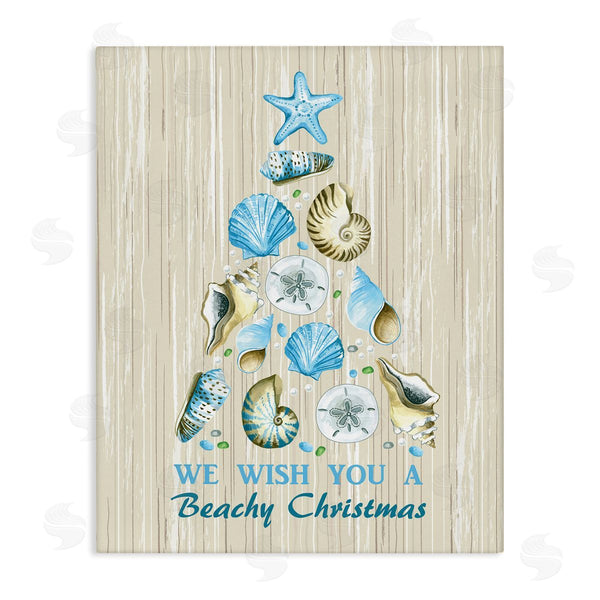 stupell industries Sharon Lee | Beachy Christmas Seashell Tree Rustic Pattern Design Wall Art