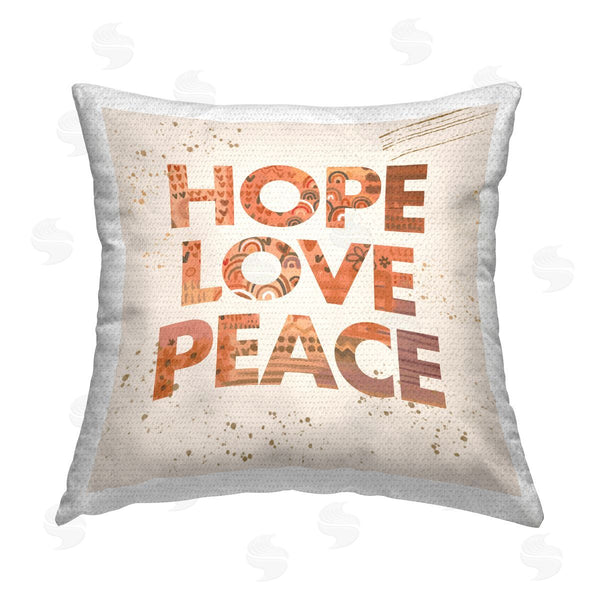Stupell Industries Sharon Lee | Boho Hope Love Peace Phrase Printed Throw Pillow