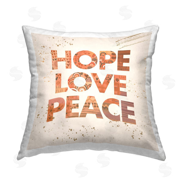 stupell industries Sharon Lee | Boho Hope Love Peace Phrase Printed Throw Pillow