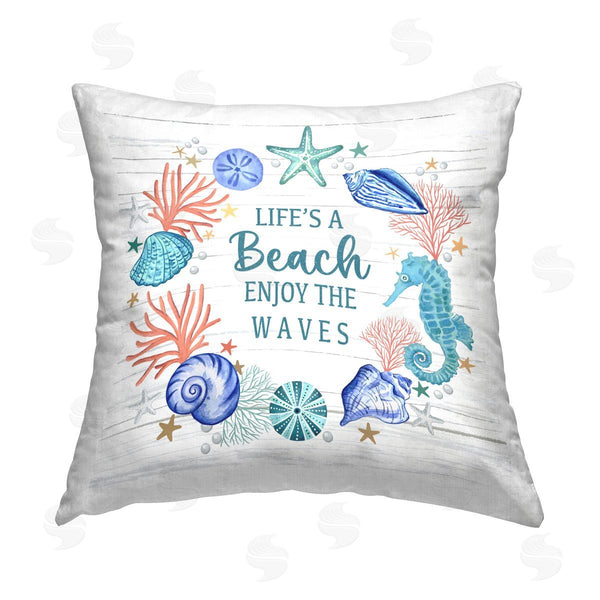 stupell industries Sharon Lee | Enjoy The Waves Wreath Printed Throw Pillow