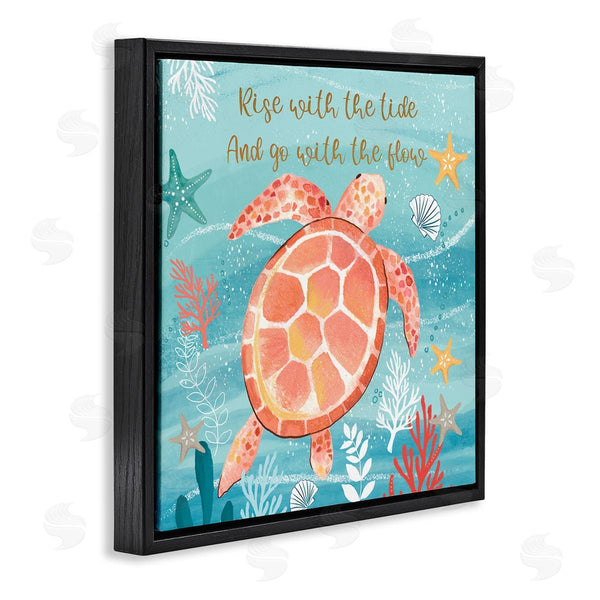 Stupell Industries Sharon Lee | Go With The Flow Sea Turtle Uplifting Message Wall Art