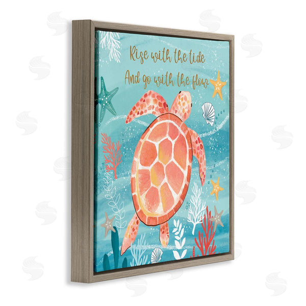 Stupell Industries Sharon Lee | Go With The Flow Sea Turtle Uplifting Message Wall Art