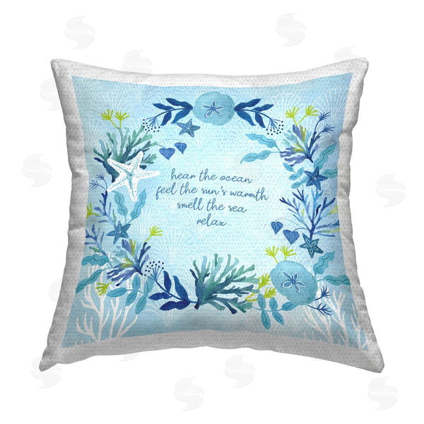 Stupell Industries Sharon Lee | Hear The Ocean & Relax Printed Throw Pillow
