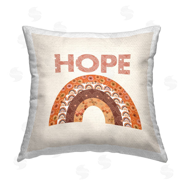 Stupell Industries Sharon Lee | Hope Neutral Boho Rainbow Printed Throw Pillow