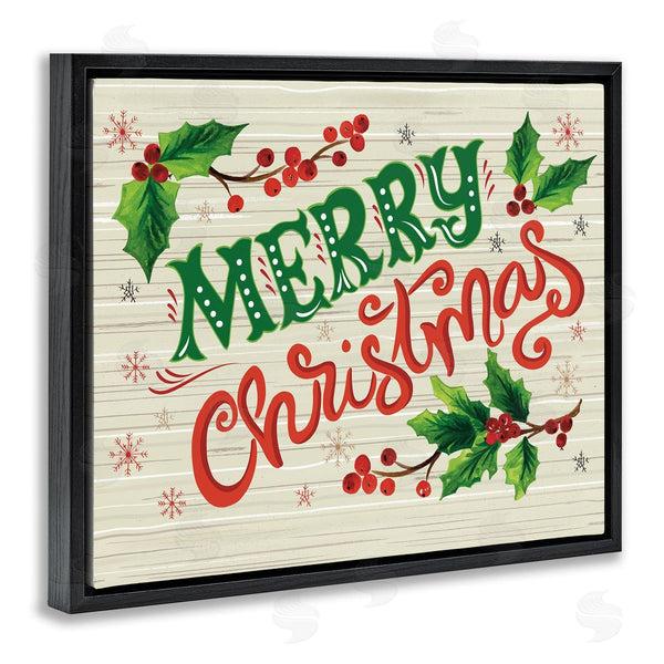 Stupell Industries Sharon Lee | Jovial Merry Christmas Text Holly Berry Botanicals Wall Art