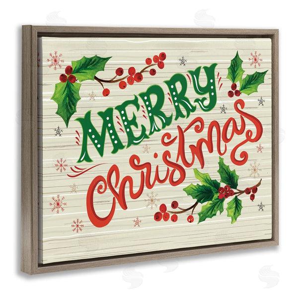 Stupell Industries Sharon Lee | Jovial Merry Christmas Text Holly Berry Botanicals Wall Art