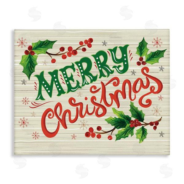 stupell industries Sharon Lee | Jovial Merry Christmas Text Holly Berry Botanicals Wall Art