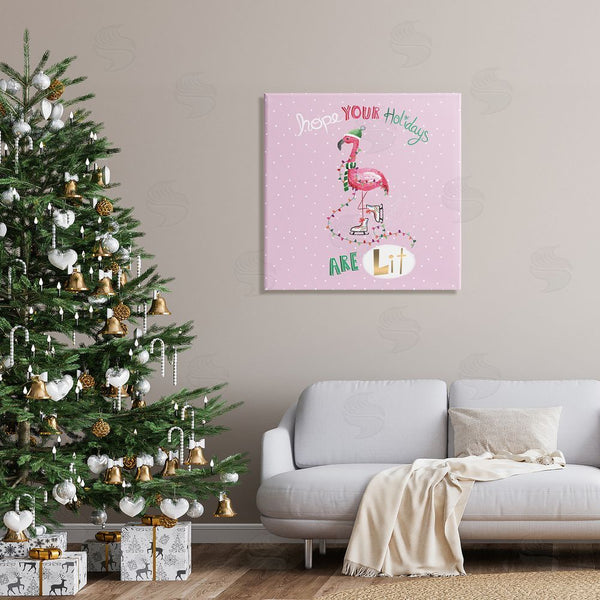 Stupell Industries Sharon Lee | Lit Holidays Sassy Festive Flamingo Pink Polka Dots Wall Art