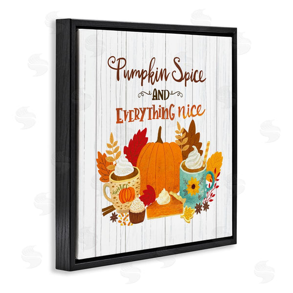 Stupell Industries Sharon Lee | Pumpkin Spice Mugs & Pie Floral Arrangement Calligraphy Wall Art