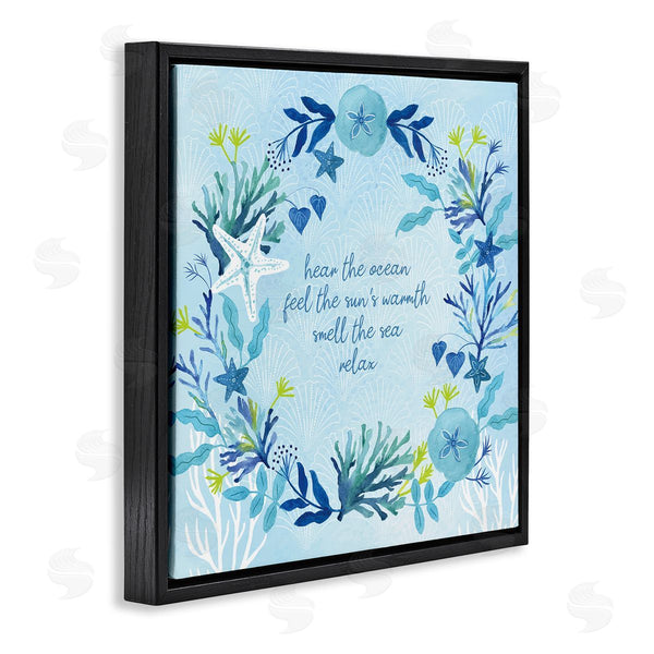 Stupell Industries Sharon Lee | Relaxing Beach Quote Sea Life Botanical Wreath Wall Art