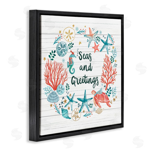 Stupell Industries Sharon Lee | Seas And Greetings Warm Nautical Holiday Wreath Wall Art