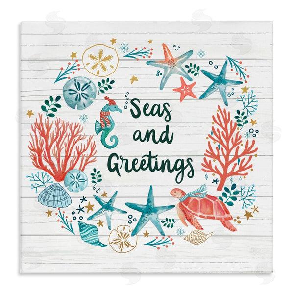 stupell industries Sharon Lee | Seas And Greetings Warm Nautical Holiday Wreath Wall Art
