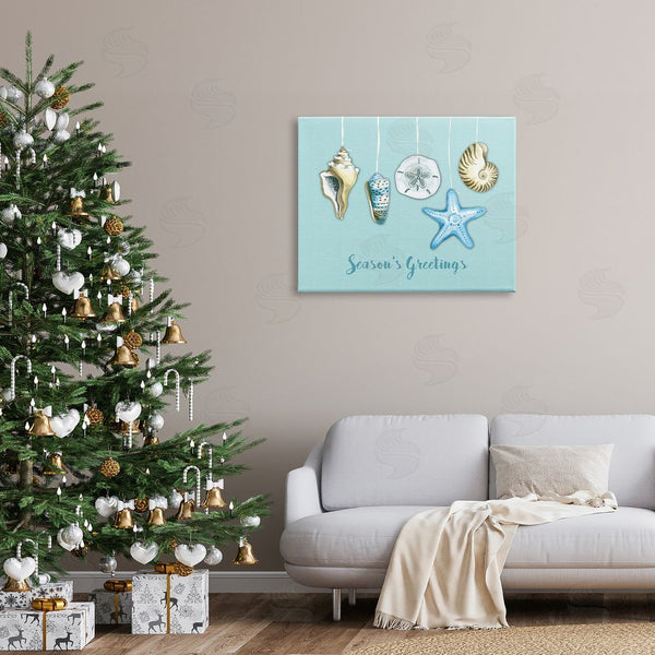 Stupell Industries Sharon Lee | Season's Greetings Festive Beach Holiday Seashells Hanging Wall Art