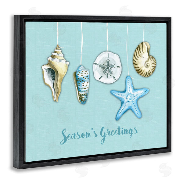Stupell Industries Sharon Lee | Season's Greetings Festive Beach Holiday Seashells Hanging Wall Art