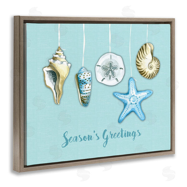 Stupell Industries Sharon Lee | Season's Greetings Festive Beach Holiday Seashells Hanging Wall Art
