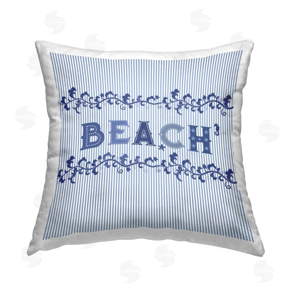 stupell industries Sharon Lee | Striped Beach Phrase Blue Pattern Printed Throw Pillow
