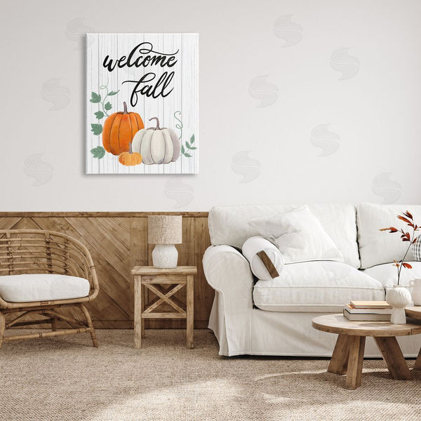 Stupell Industries Sharon Lee | Welcome Fall Rustic Calligraphy Phrase Pumpkin Patch Wall Art