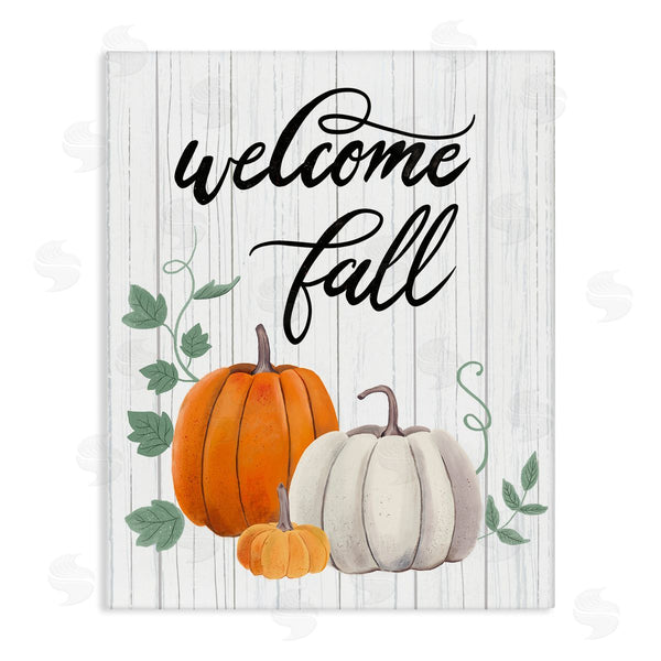 stupell industries Sharon Lee | Welcome Fall Rustic Calligraphy Phrase Pumpkin Patch Wall Art