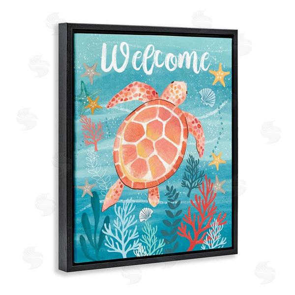 Stupell Industries Sharon Lee | Welcome Underwater Turtle Scene Wall Art