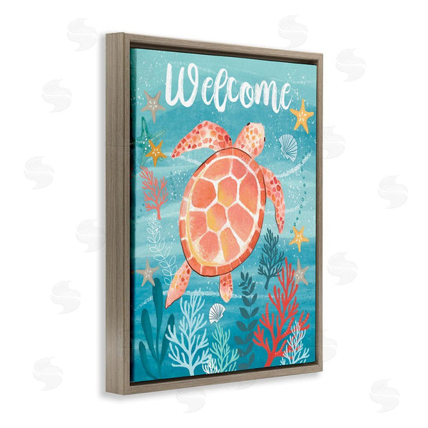 Stupell Industries Sharon Lee | Welcome Underwater Turtle Scene Wall Art
