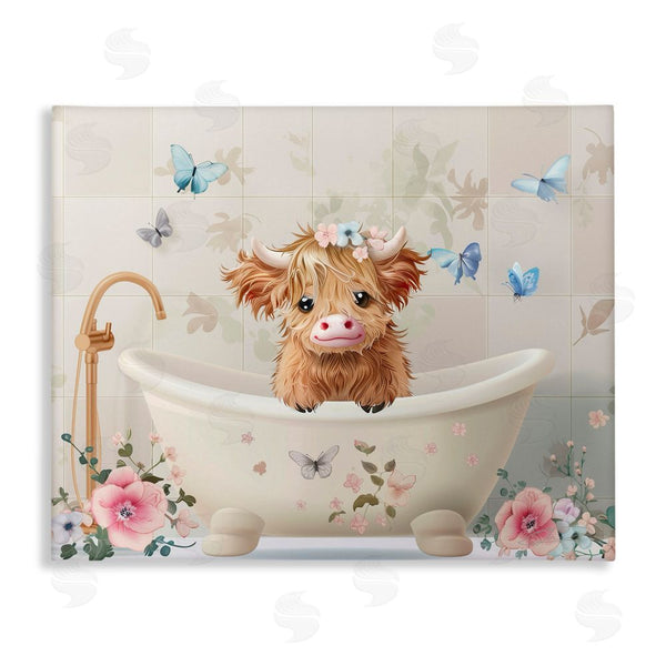 stupell industries Shawna Stewart | Baby Cattle in Floral Tub Wall Art