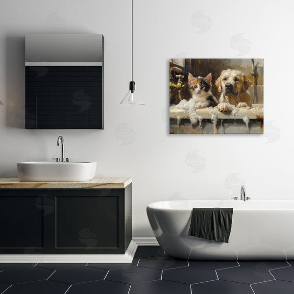 Stupell Industries Shawna Stewart | Bath Buddies Cat & Dog Wall Art