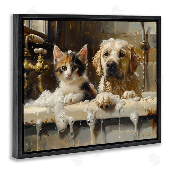 Stupell Industries Shawna Stewart | Bath Buddies Cat & Dog Wall Art