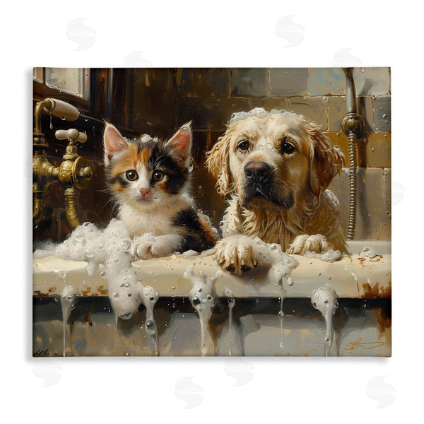 stupell industries Shawna Stewart | Bath Buddies Cat & Dog Wall Art