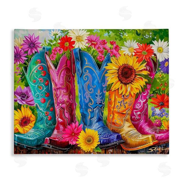 stupell industries Shawna Stewart | Cowboy Boots and Sunflowers Wall Art