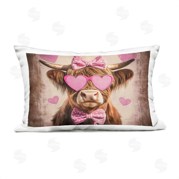 Stupell Industries Shawna Stewart | Cute Cattle Pink Hearts Printed Throw Pillow
