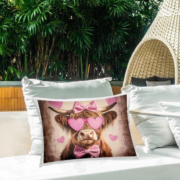 Stupell Industries Shawna Stewart | Cute Cattle Pink Hearts Printed Throw Pillow