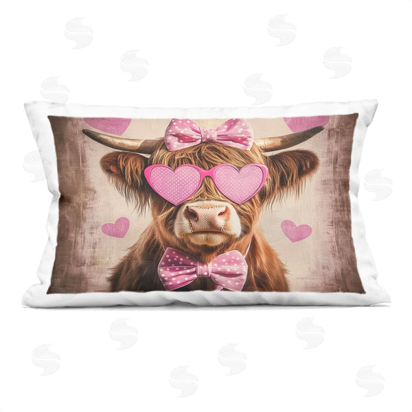stupell industries Shawna Stewart | Cute Cattle Pink Hearts Printed Throw Pillow