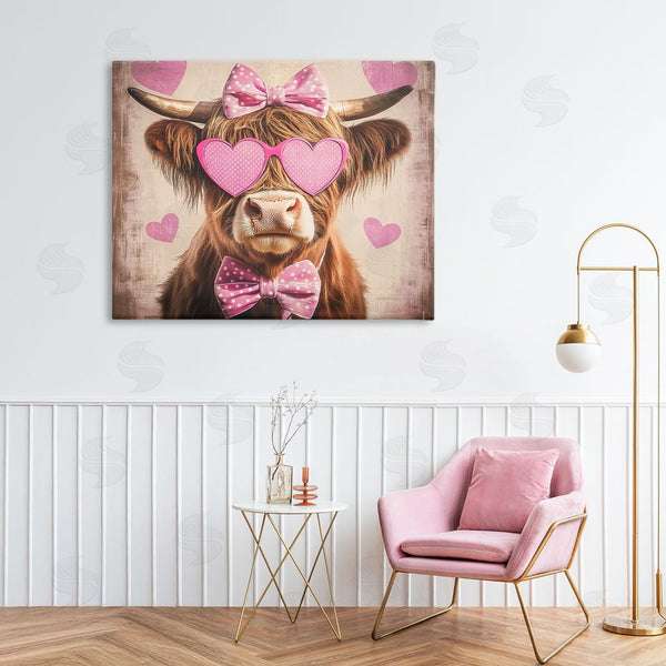 Stupell Industries Shawna Stewart | Cute Cattle Pink Hearts Wall Art