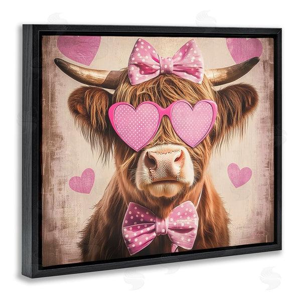 Stupell Industries Shawna Stewart | Cute Cattle Pink Hearts Wall Art