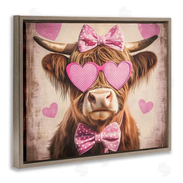 Stupell Industries Shawna Stewart | Cute Cattle Pink Hearts Wall Art