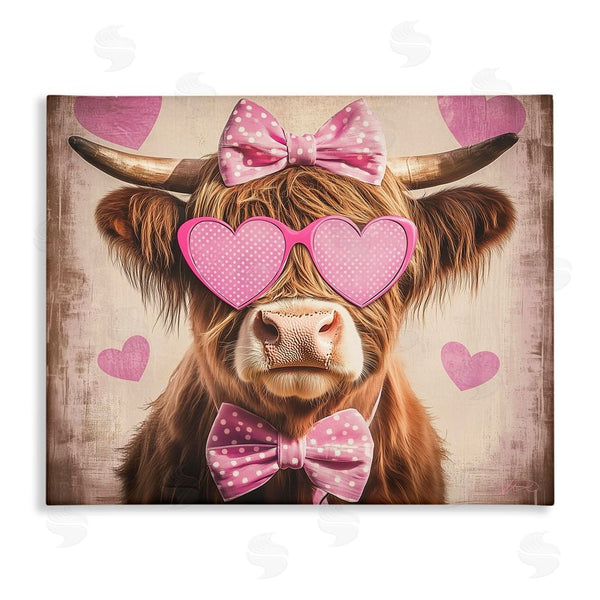 stupell industries Shawna Stewart | Cute Cattle Pink Hearts Wall Art
