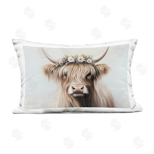 Stupell Industries Shawna Stewart | Shaggy Cattle Floral Crown Printed Throw Pillow