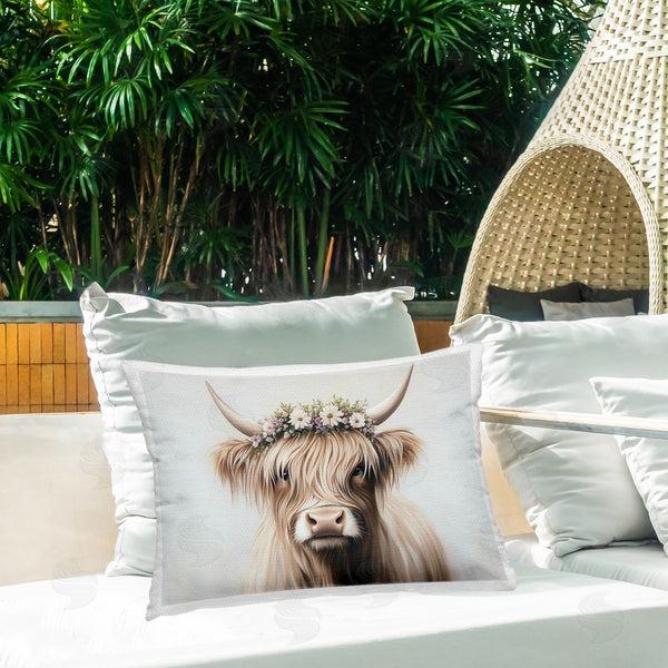 Stupell Industries Shawna Stewart | Shaggy Cattle Floral Crown Printed Throw Pillow